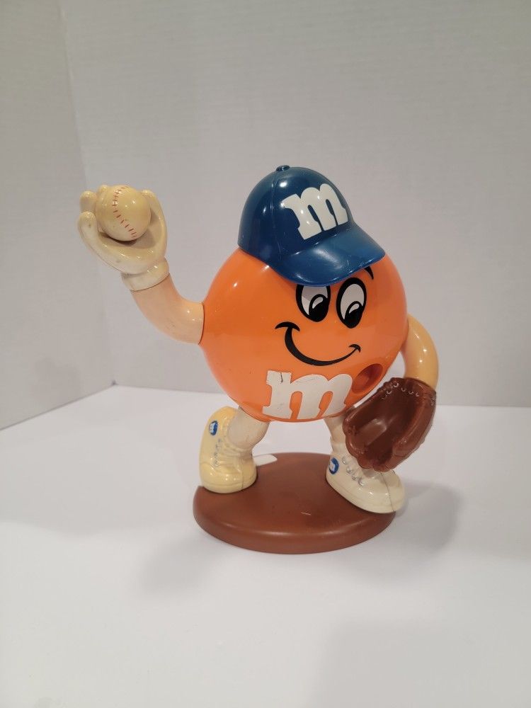Rare Vintage M&M Dispenser Baseball Orange Pitcher Novelty Gifts M&M's Mars 9.5"