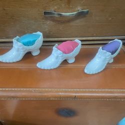 Antique Sewing Pin Cushions Cushion Porcelain Shoes Shoe $15 Each 