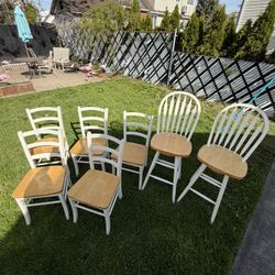 7 Solid Wood Farmhouse Chairs Set