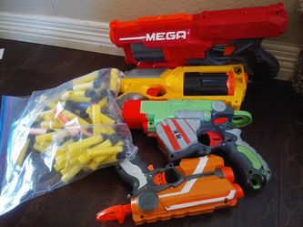 4 nerf guns and bullets