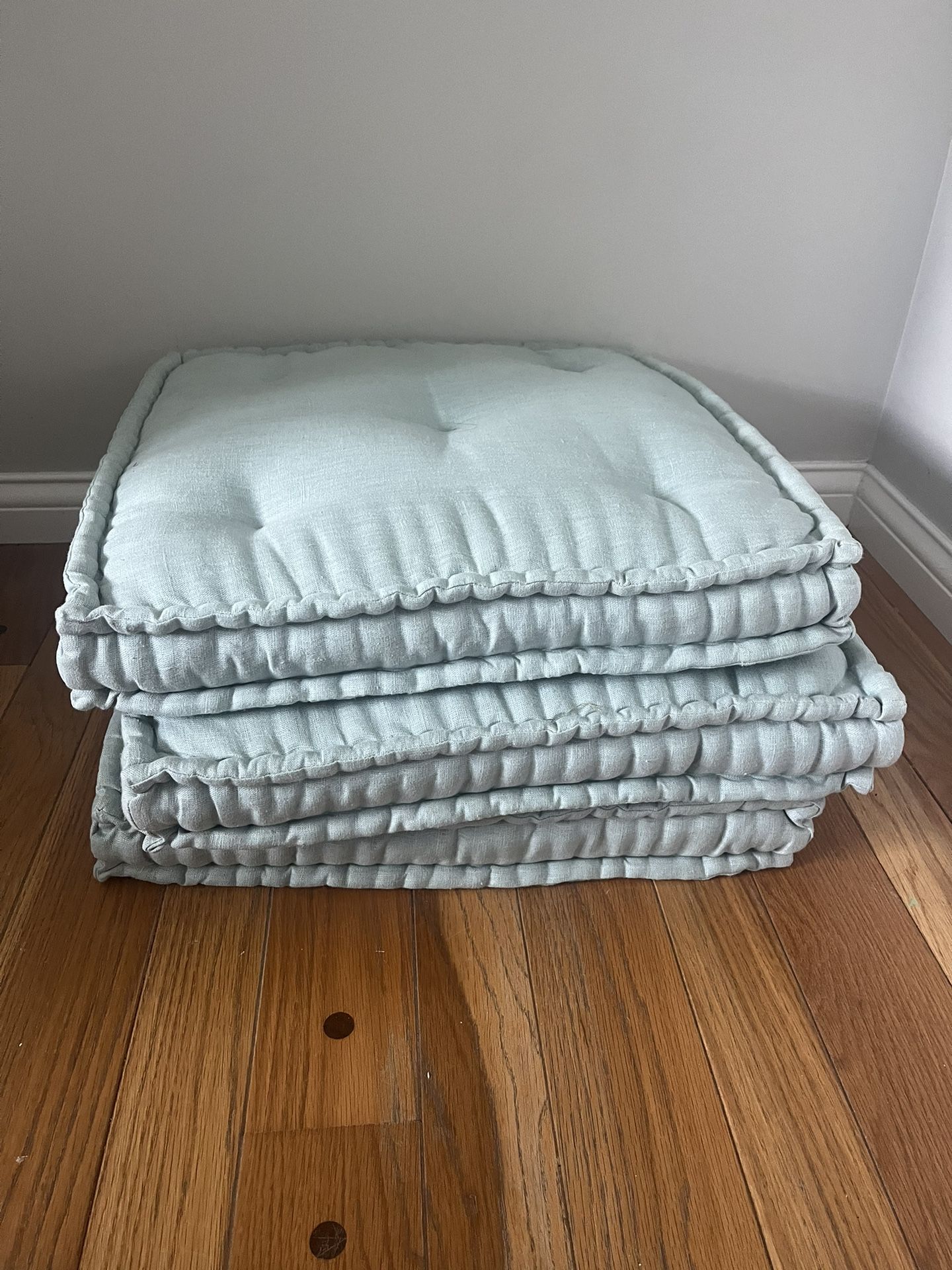Set of 3 Hemp Linen Floor Cushions – Filled with Organic Buckwheat – Like New