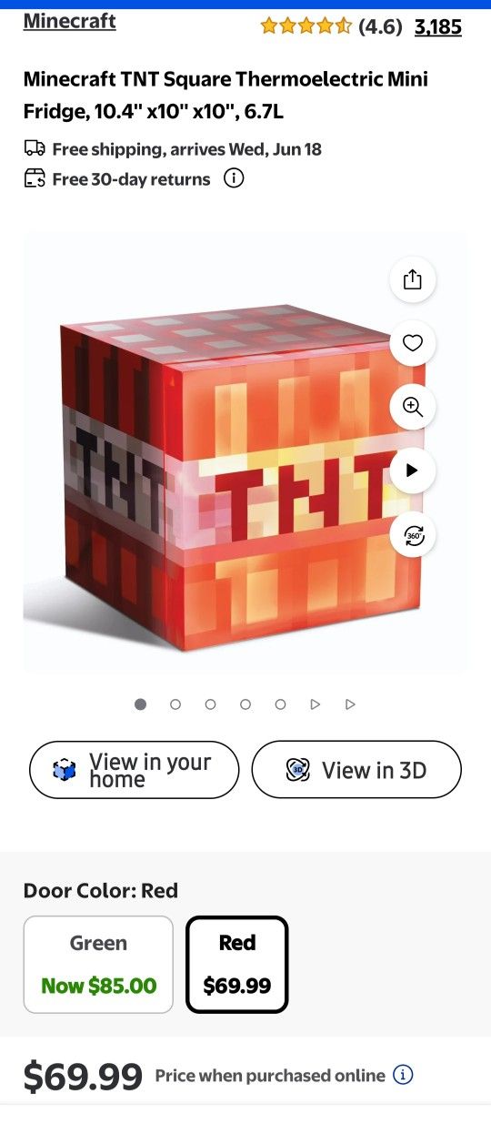 Minecraft TNT Mini Fridge *Pick-up In Great Bridge*