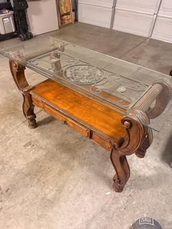 Glass top console table