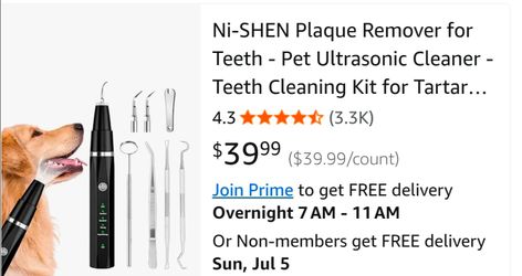Plaque Remover for Teeth - Pet Ultrasonic Cleaner - Teeth Cleaning Kit for Tartar and Stains - Suitable for Dogs and Cats (Black)