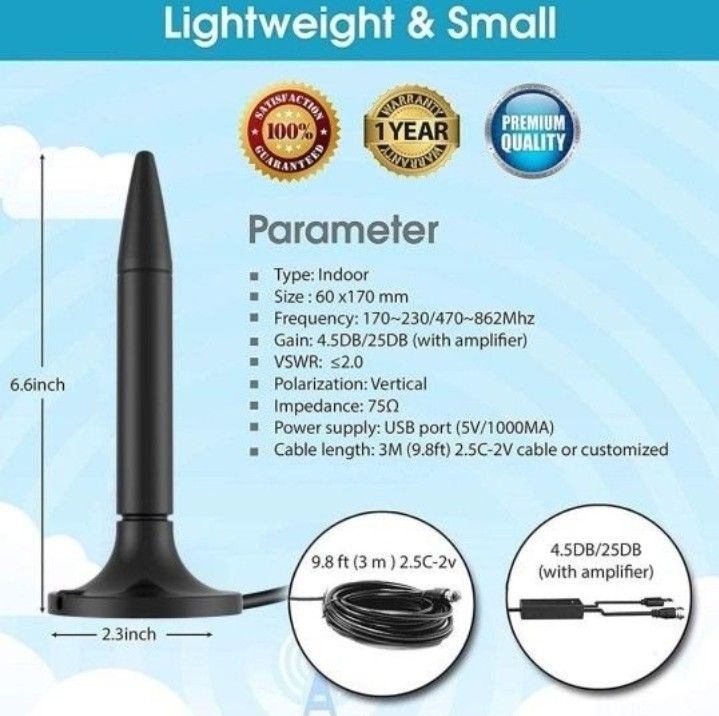 TV Antenna, 2021 Newest HDTV Indoor Digital TV Antenna 130+ Miles Range with Amplifier Signal