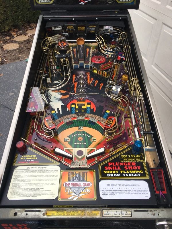 We're locked out, so here's my Frank Thomas Big Hurt Pinball Machine!  Waiting for my basement to be finished, but I'll put a signed bat, ball,  and jersey on the wall with