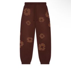 Denim Tears Mono Cotton Wreath Sweatpants 'Brown' Size S Brand New with Tags