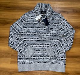 NWT Brooks Brothers 100% Lambswool Fair Isle Shawl Collar Pullover Sweater