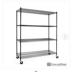 NEW IN BOX Fencer Wire Black 4-Tier Metal Garage Storage Shelving Unit with Casters and Leveling Feet (60 in. W x 24 in. D x 76 in. H)