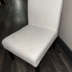 Desk/Vanity Chair - White/Cream Sherpa