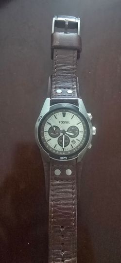 Fossil quartz movement Chronograph Watch Brown Leather Strap