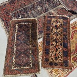 Antique c1880's Afghani Persian Oriental Rug Bagface Mat Decor