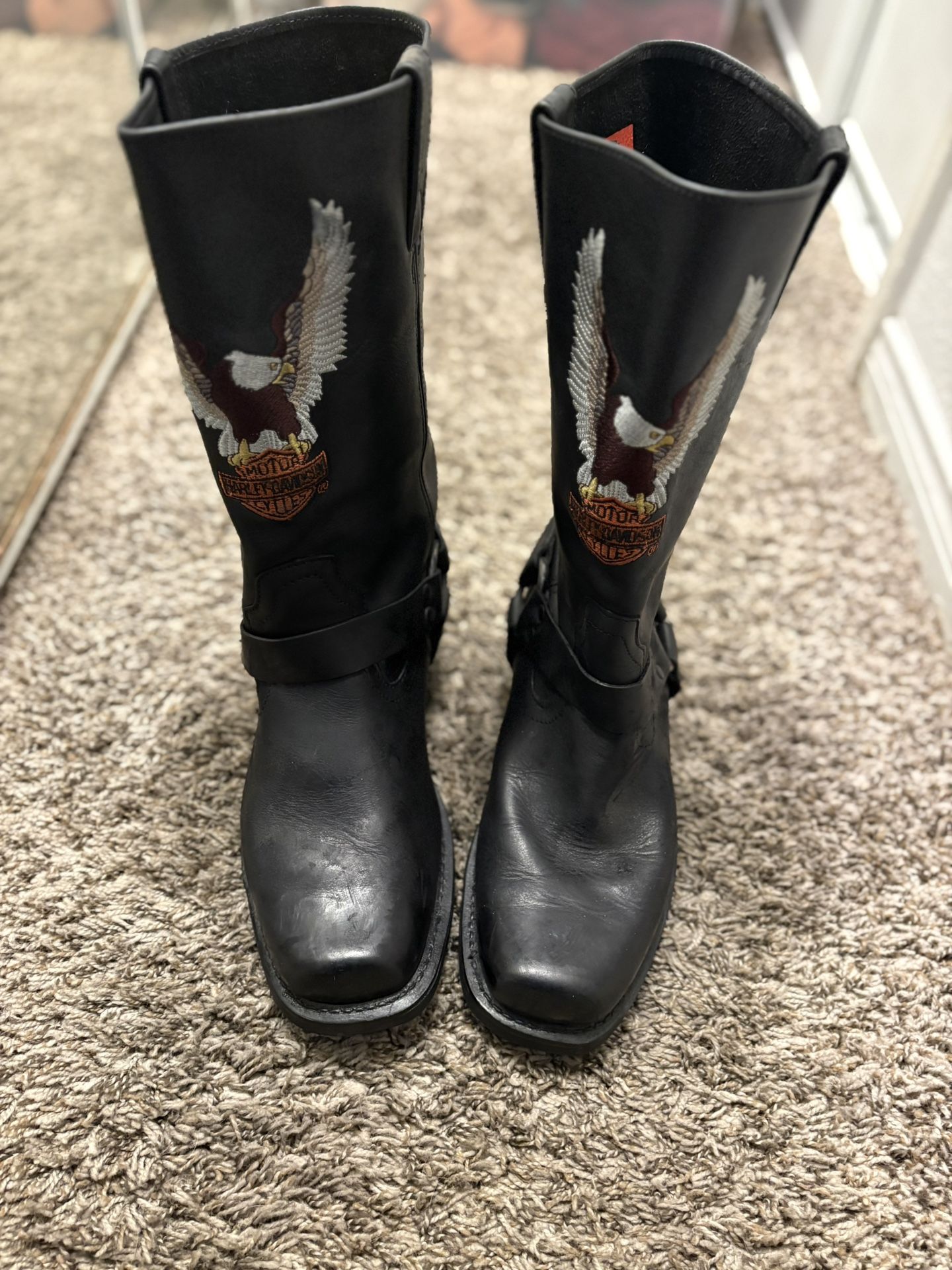VTG Harley Davidson Eagle Engineer Motorcycle Boots Leather Black 12 Men Moto Gr Harley Davidson Black leather eagle | Mercari main image 2