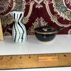 2 MCM Japanese Ceramic Lidded Bowl & Creamer 