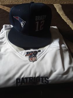 Brady, Patriots, 100 yr anniv. Jersey & Hat Combo