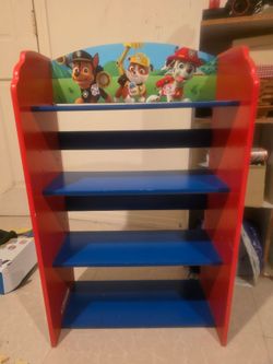 Paw Patrol Kids Wooden Bookshelf Toy Storage Shelf