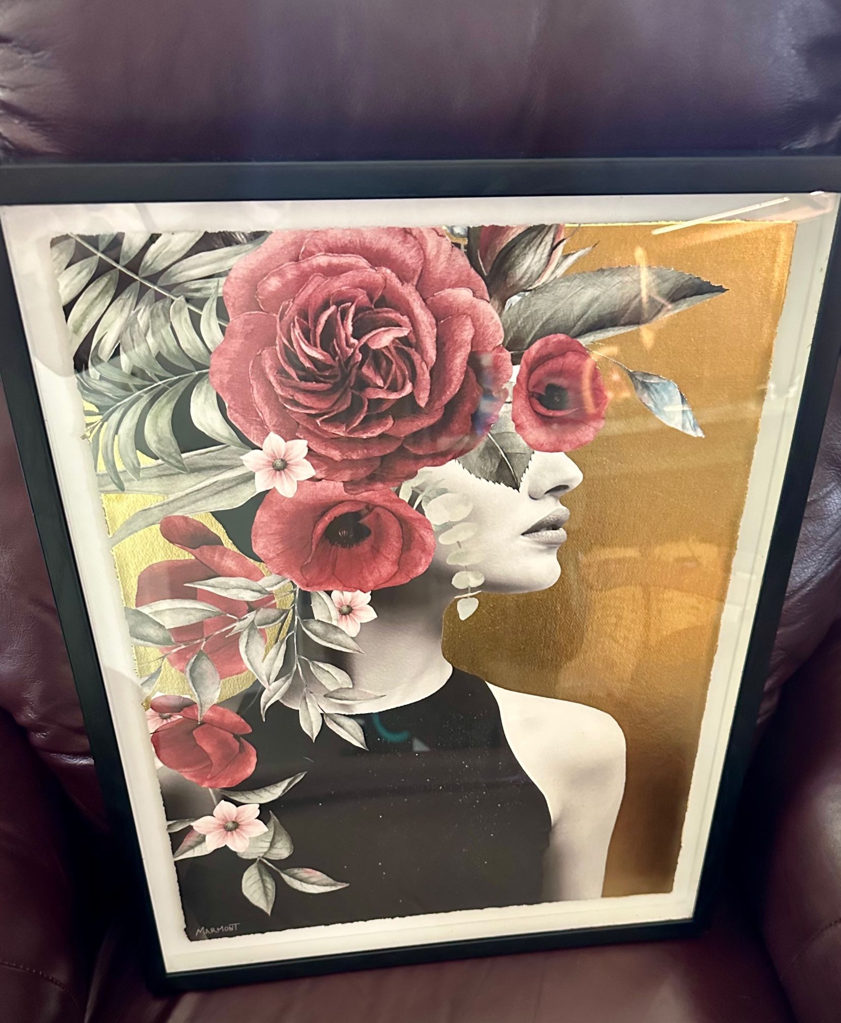 Marmont Hill | Wall Decor Framed Floral Woman Hand Gold Foiled