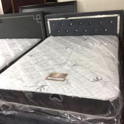 New Full Size Bed Frame,With New Mattress and Boxspring Included 