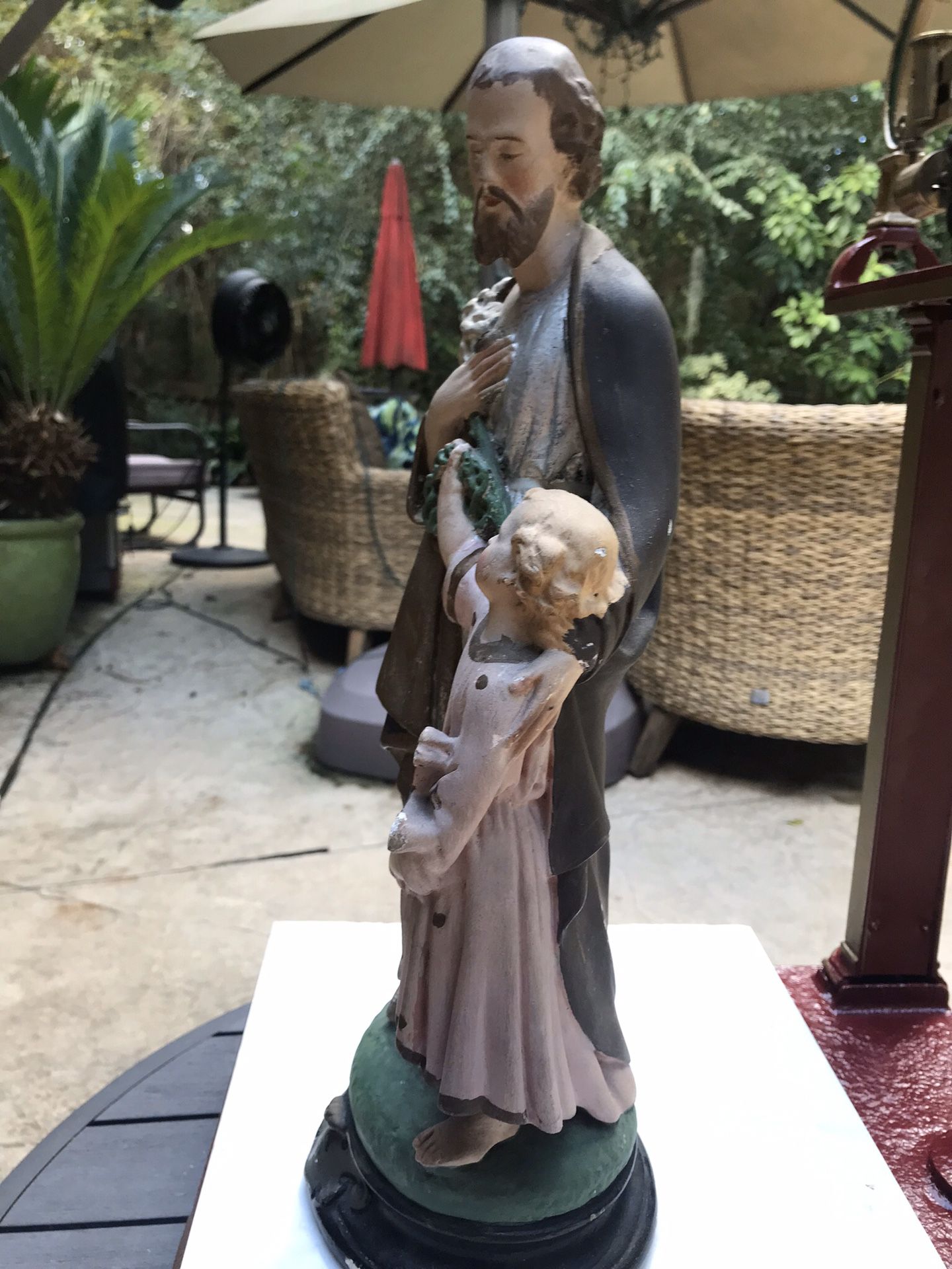 Antique Joseph and Jesus statue