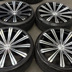 24 INCH BORGHINI RIMS AND TIRES, 5 lug universal