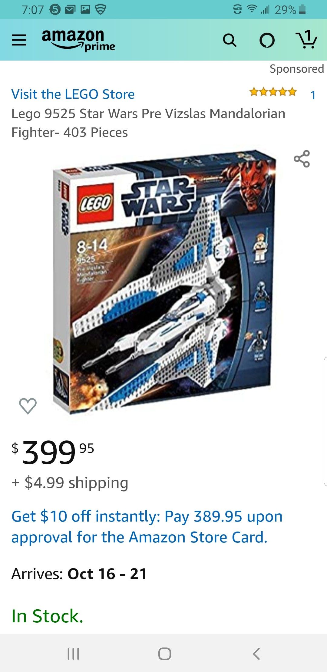 Star Wars Lego # 9525 Pre Vizla's Mandalorian Fighter