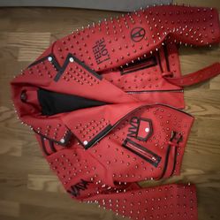 Red Studded Biker Jacket