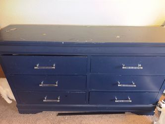 Navy Blue 6-Drawer Wood Dresser