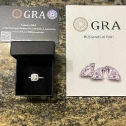 GRA Certified 1 Carat Mossienite Engagement Ring 