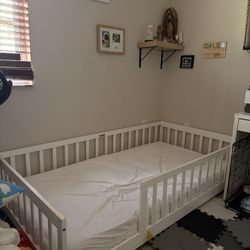 Kids Bed Frame, Mattress And Waterproof Cover 