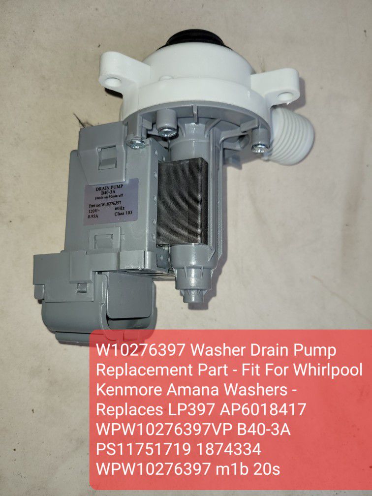 W10276397 Washer Drain Pump Replacement Part - Fit For Whirlpool Kenmore Amana Washers - Replaces LP397 AP6018417 WPW10276397VP B40-3A PS11751719 1874