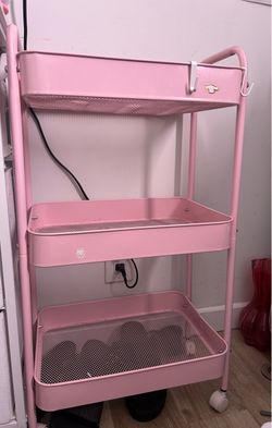 Pink 3-Tier Rolling Cart
