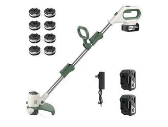 21V Cordless Weed Wacker Eater, 3-in-1 Auto Feed String Trimmer 500W Motor with Auto Feed Line and Dual 4.0Ah Batteries Delivers Up to 120 Minutes Run