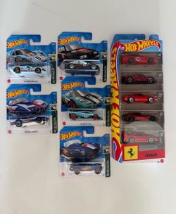 Hot Wheels Reed Ferrari 5 pack plus Five extra Hot Wheels Racers