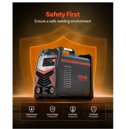 VEVOR TIG Welder, 205A 3-In-1 Welding Machine (Large LED Display)- DC TIG/DC Pulse TIG/MMA(Stick)