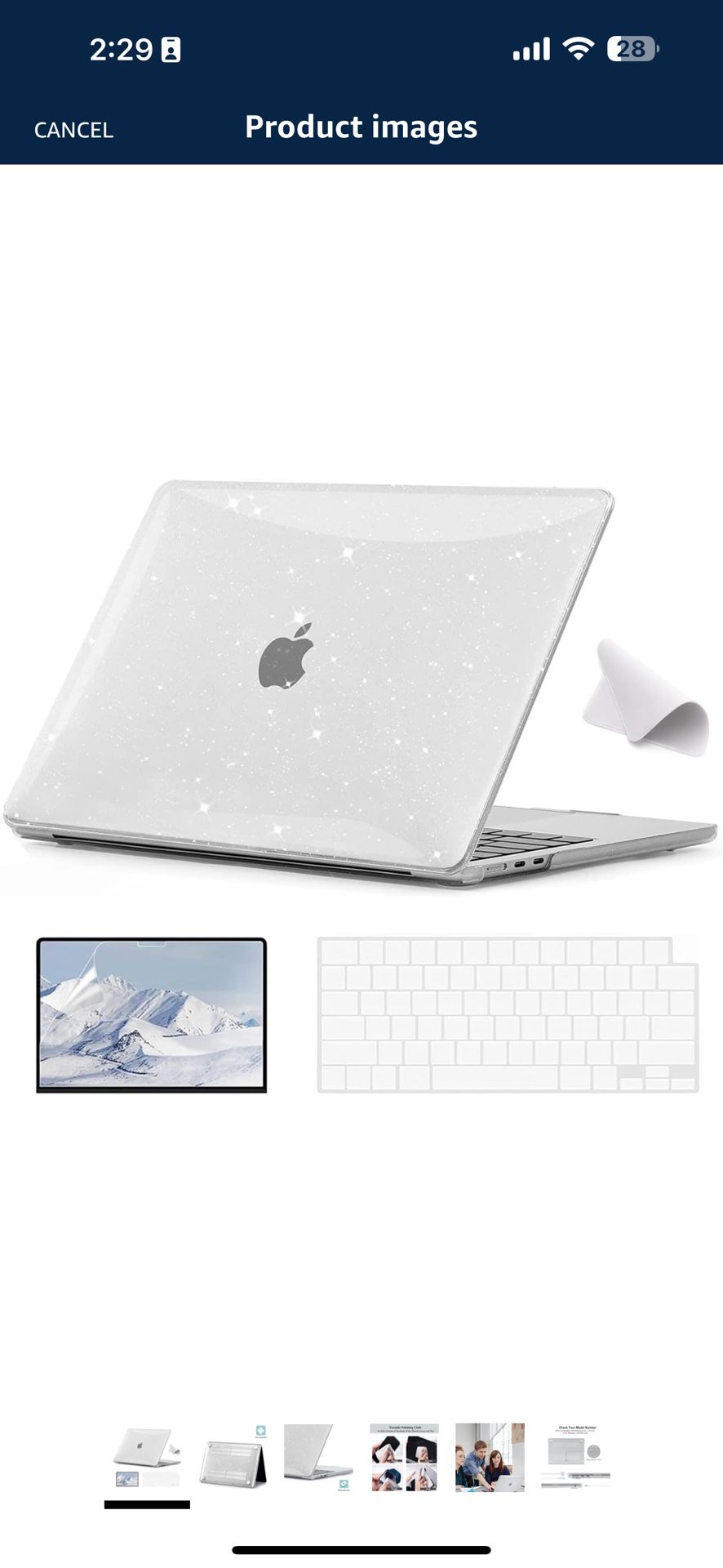 EooCoo Compatible with MacBook Air 13.6 inch , Glitter Hard Shell Case + Keyboard Skin Cover 