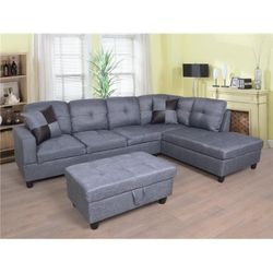 New Grey Sectional And Ottoman 