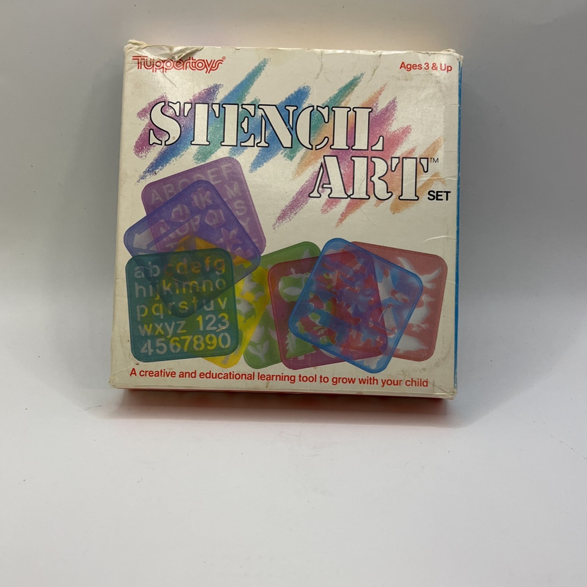 Vintage 1987 Tupperware Tuppertoys STENCIL ART Set With 8 Stencils - 6” x 6”