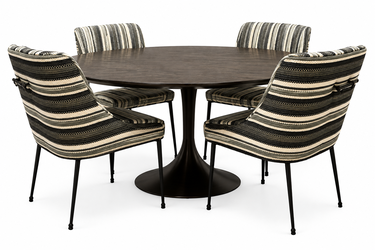Round Pedestal Dining Table with 4 Upholstered Chairs