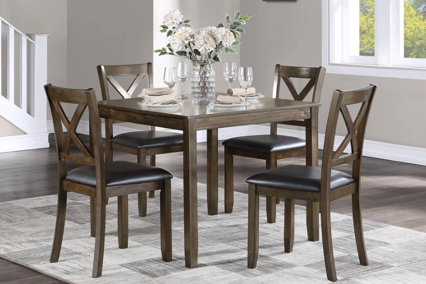 5PC Brown Dining Table Set 