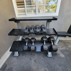 TRUE Dumbbell Rack With Weights 70lbs 50lbs Weights