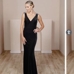 Revelry Black Velvet Bridesmaid Dress