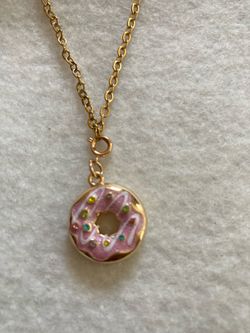 Girls Super Cute Donut Pink Frosting with Multi Color Bling Necklace