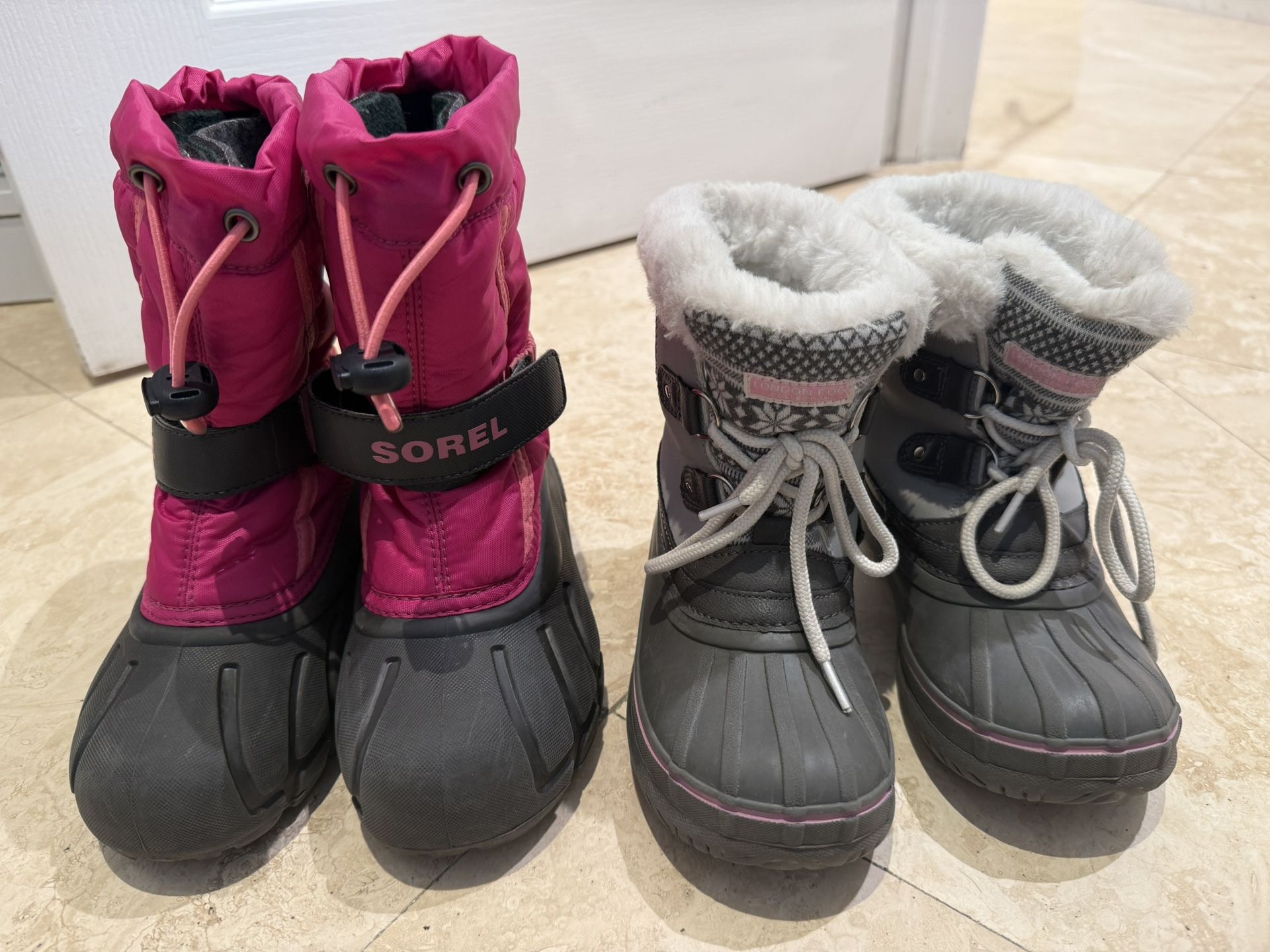 Girls Snow Boots - Sorel And London Fog - Size 12