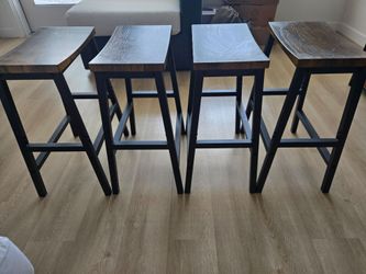 Rustic Wood-Steel Bar stools