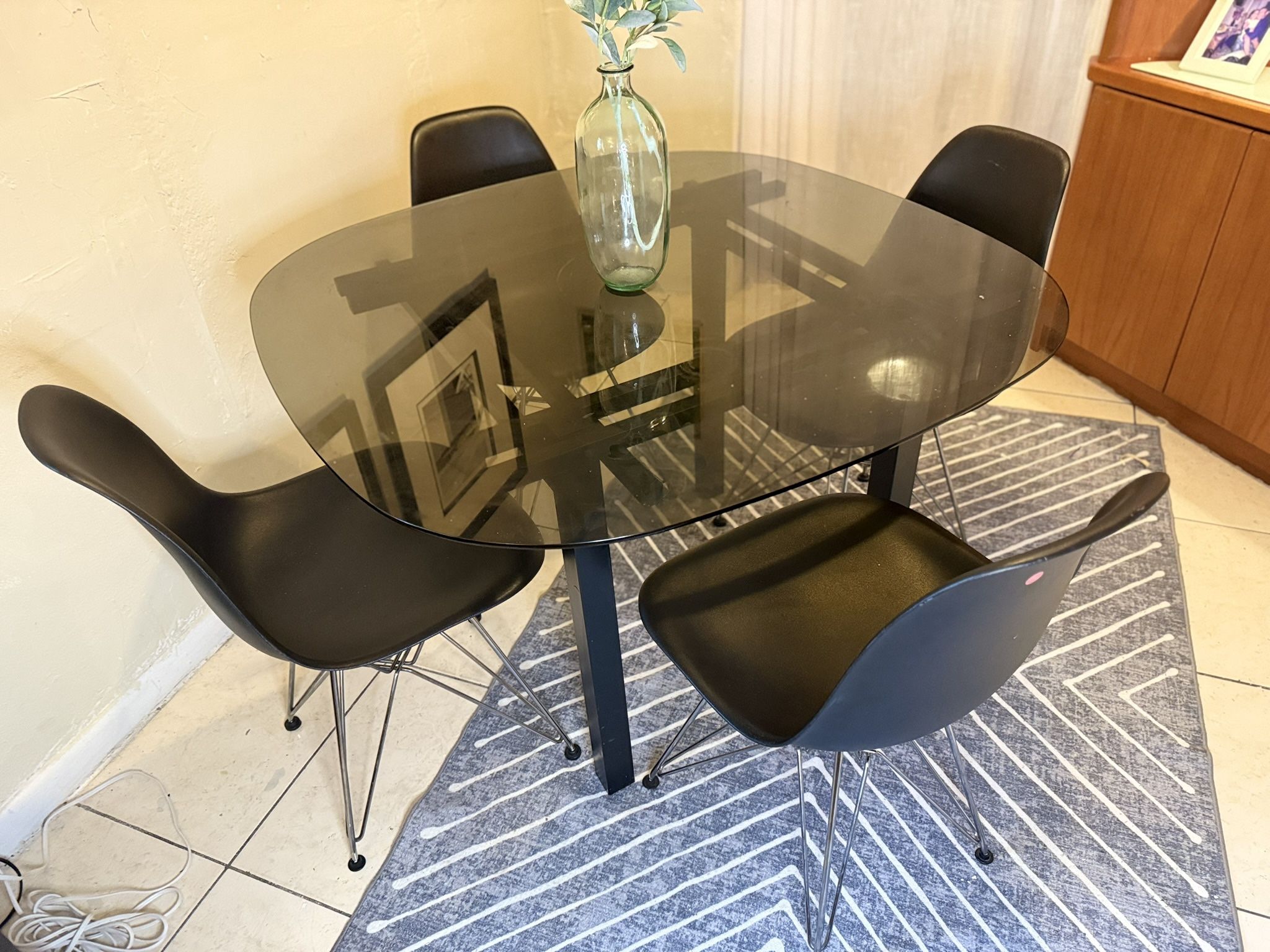 Smokey Dark Glass top Dining Table