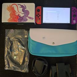 Nintendo switch oled, scarlet and violet edition