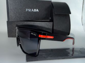 Designer Style Shield Sunglasses with Case & Box – Black/Red brand new