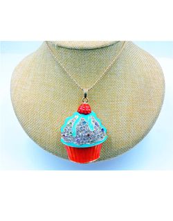 Beautiful Colorful Crystal Sweet Cupcake Necklace