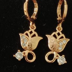 18kt Gold Plated- TULIP & CZ EARRINGS