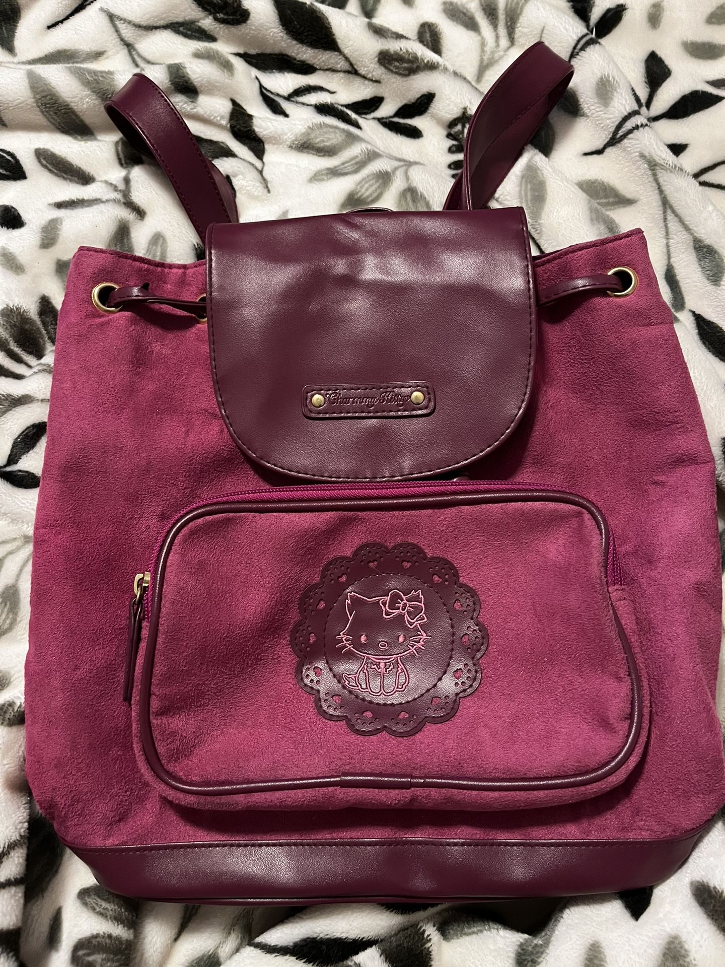 Hello Kitty, Vintage Hello Kitty, Backpack, Hello Kitty Back Pack, Vintage,suede backpack, Suede Bag, Hello Kitty, Purse, Backpack, Handbag